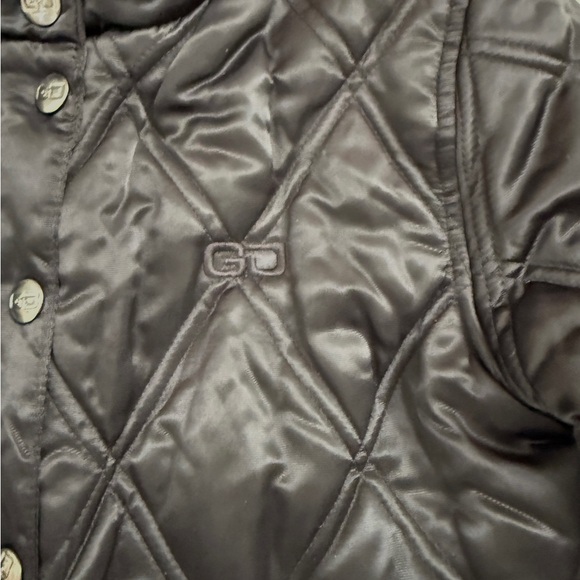 Guess Quilted Cropped Jacket Size M Black Snap Front Puffer Coat Moto ZipPockets - Picture 11 of 16